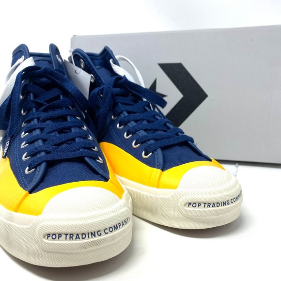 CONVERSE Mens 169006C JACK PURCELL PRO P Navy Citrus Egret Canvas Hi Top Sneaker - Picture 9 of 12